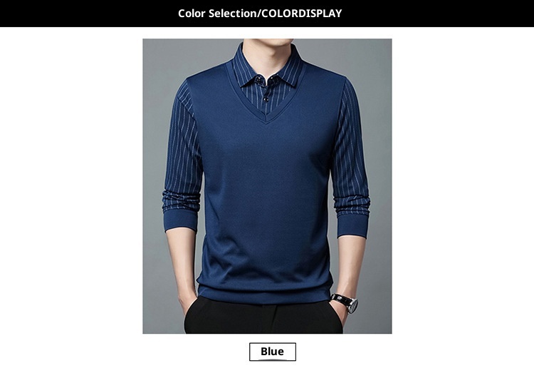 Ensemble deux pièces garçon, chemise courte, t-shirt à col, manches longues, pull tricoté printemps automne, sous-vêtement ample style papa_voghion.com