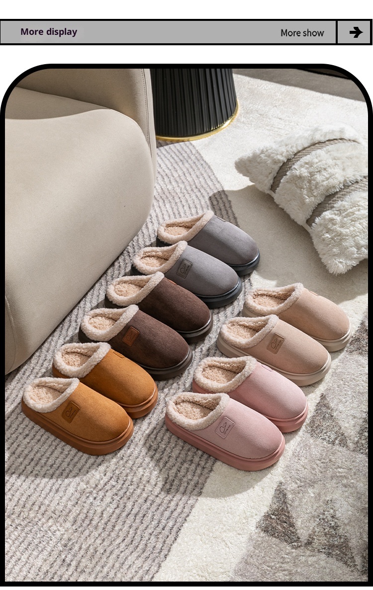 Zees New Cross-Border Foreign Trade Men Winter Fleece-Lined Warm Home Shoes Non-Slip Lamb Wool Cotton Slippers For Women_voghion.com