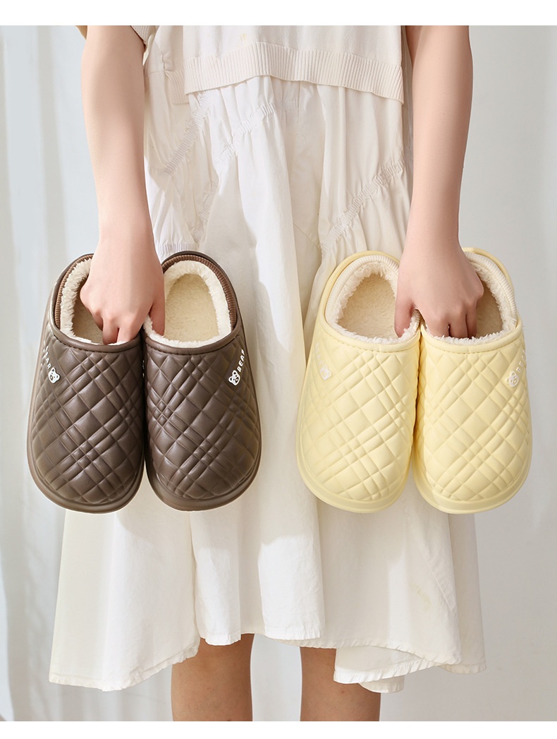 Zees New EVA Waterproof Cotton Men, Autumn And Winter Indoor Home Fleece-Lined Warm Non-Slip Soft Cushioning Plush Slippers_voghion.com