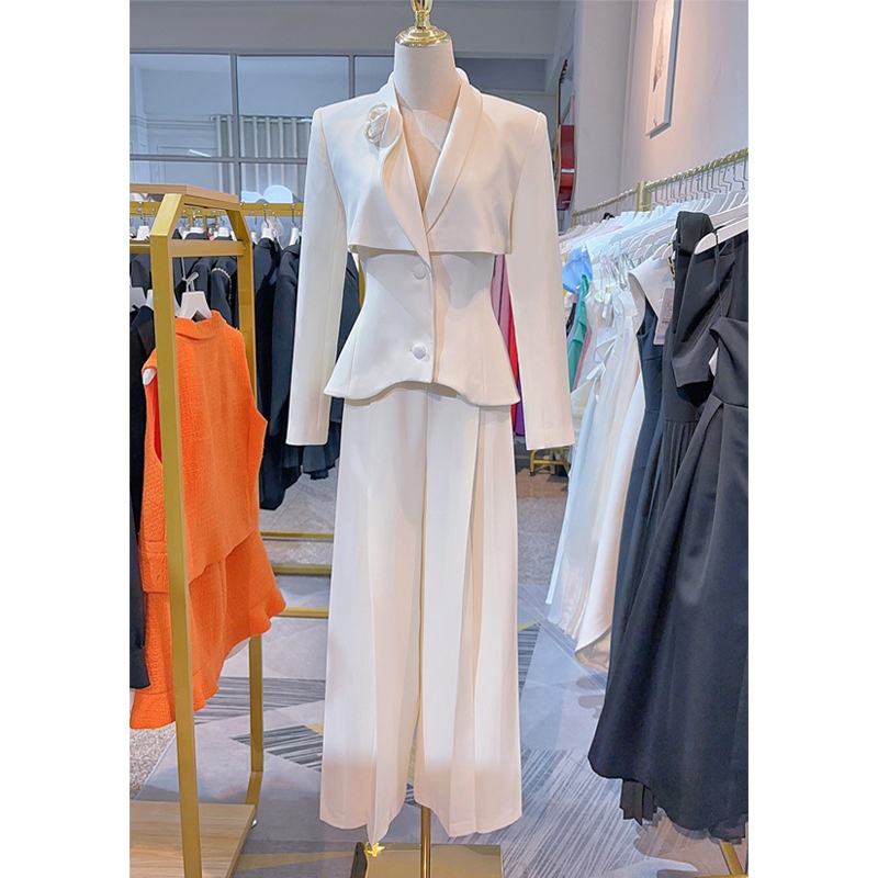 Ensemble tailleur élégant haut de gamme pour femme, pantalon droit, collection printemps-automne 2025, couleur abricot, deux pièces, style professionnel._voghion.com