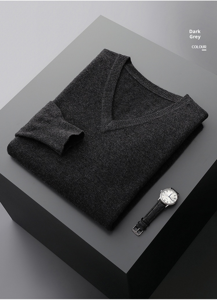 ragazzo ragazzo ragazzo autunno inverno nuovo 100% puro uomo scollo a V giovane maglia casual strato di base in lana maglione con scollo a cuore_voghion.com