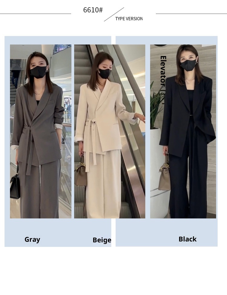 Ensemble deux pièces élégant et raffiné pour femme, collection printemps 2024, style coréen déesse. Veste blazer et pantalon décontractés._voghion.com