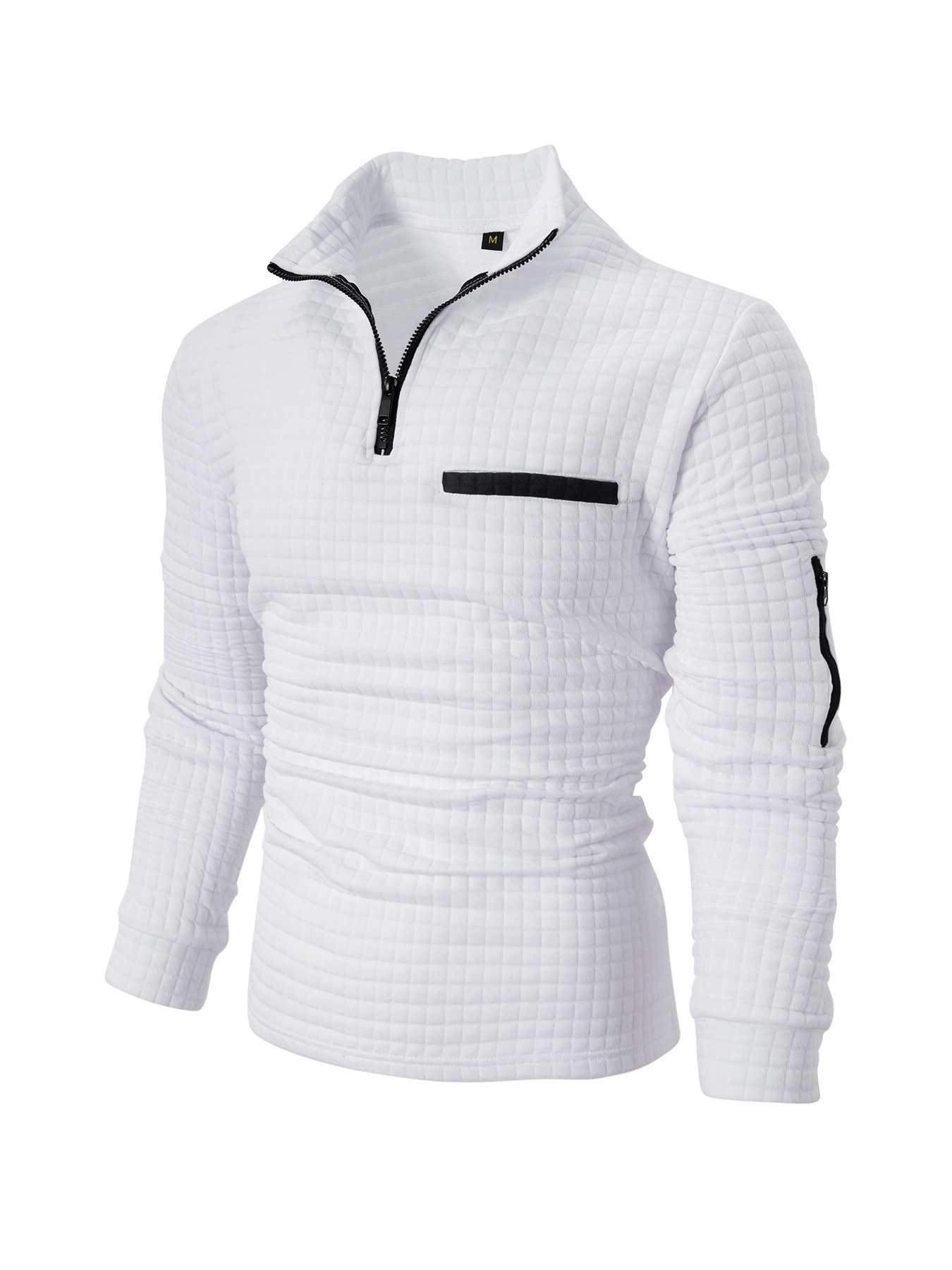 Polo de sport à carreaux pour homme, style cross-frontière, printemps et automne, avec fermeture éclair aux manches_voghion.com