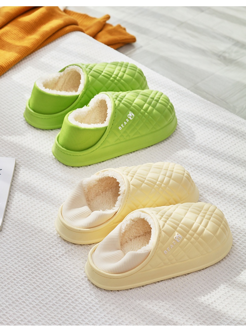 Zees New EVA Waterproof Cotton Men, Autumn And Winter Indoor Home Fleece-Lined Warm Non-Slip Soft Cushioning Plush Slippers_voghion.com