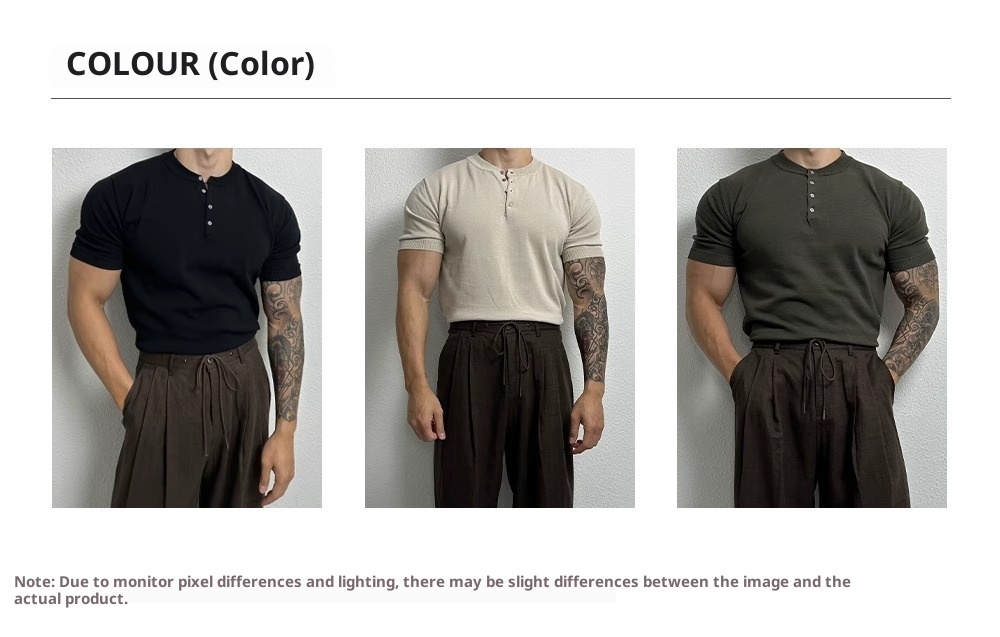 QFV507045555501<2 Henry Collar Short Sleeve Knitted Shirt For Men Summer Ice Silk Breathable Slim Fit Muscle-Showing Business European And_voghion.com