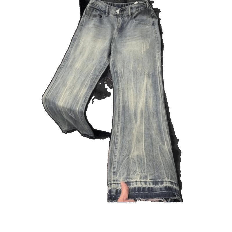 boy Boy American Retro Cat Scratch Jeans For Men, Summer Thin Cleanfit Slim Pants, High Street Flared Straight Long Pants_voghion.com