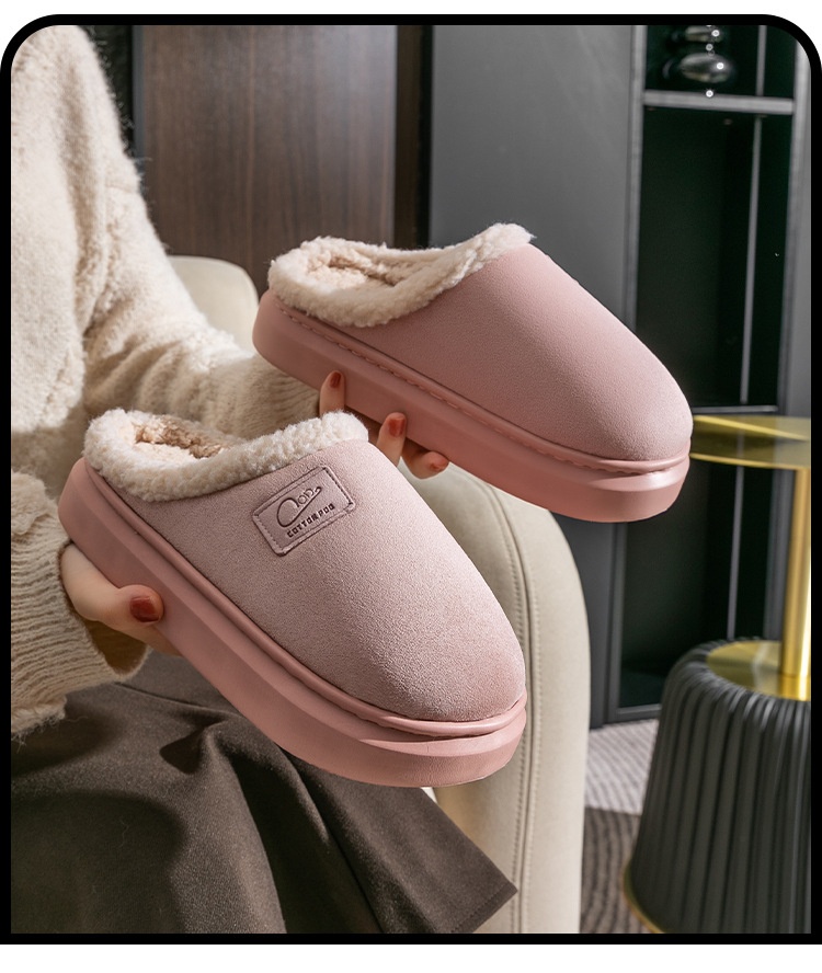 Zees New Cross-Border Foreign Trade Men Winter Fleece-Lined Warm Home Shoes Non-Slip Lamb Wool Cotton Slippers For Women_voghion.com