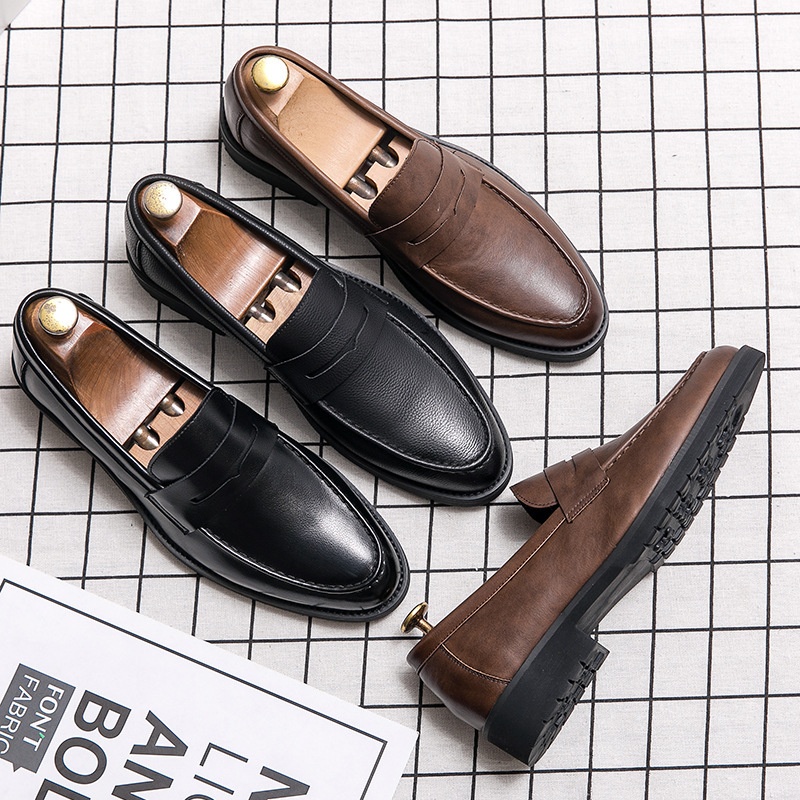 Voyage Voyage Summer Soft Surface Loafers Men's Slip-On Business Casual Thick-Soled Leather Groomsmen Shoes_voghion.com