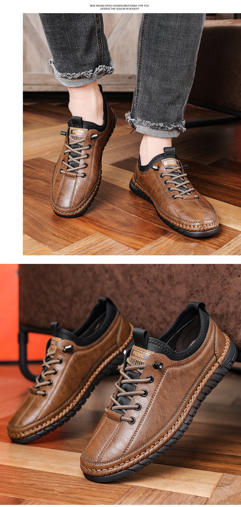 Voyage Voyage 2024 Spring And Autumn New Men's Casual Shoes Handmade Leather Soft Sole Slip-On Loafers 1102_voghion.com