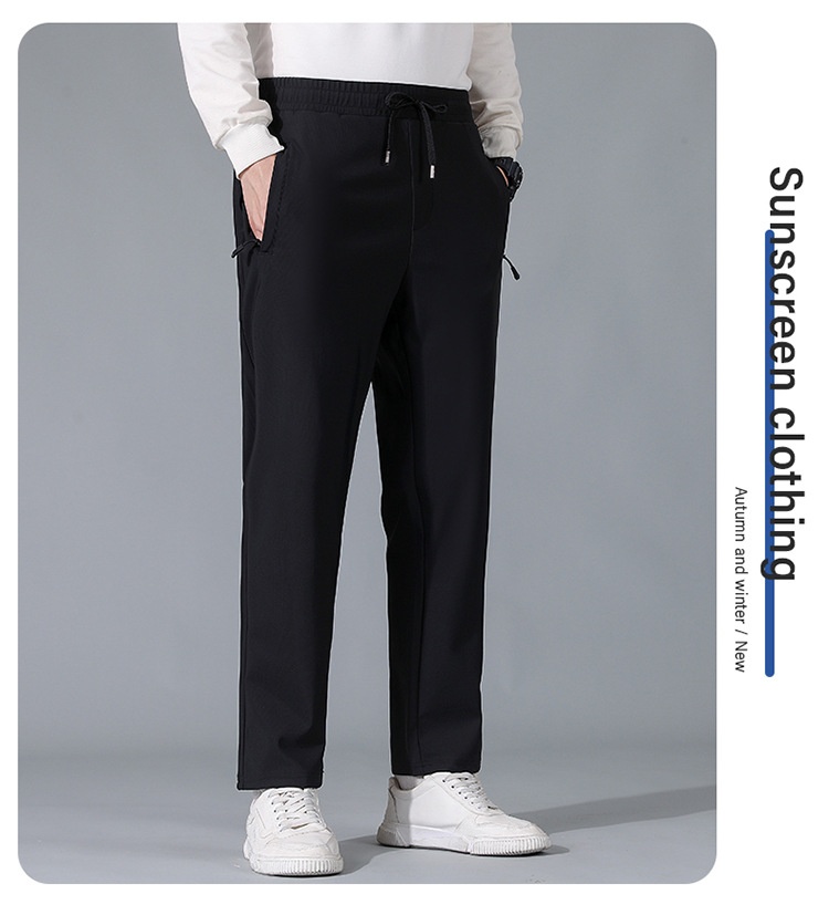 boy Spring And Autumn Nylon Stretch Business Casual Solid Color Waist Draped Loose Pants Men High Elastic Anti-Wrinkle_voghion.com