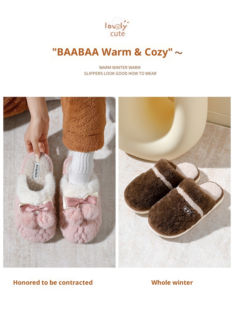 Zees Cute Women, Autumn And Winter 2024 New Indoor Warm Non-Slip Bedroom Home Cotton Slippers For Men_voghion.com