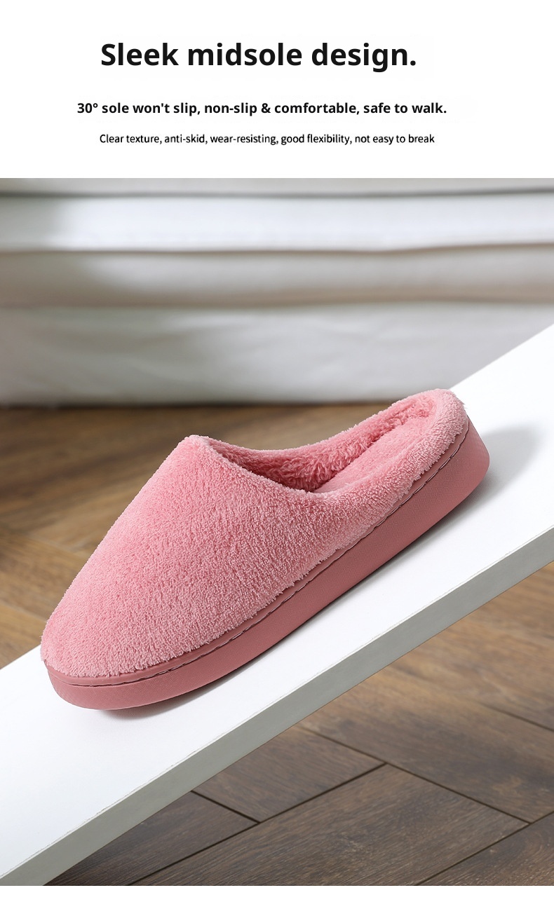 Zees Autumn Winter Women's Cotton Couple Cartoon Home Thick Sole Korean Style Warm Maternity Shoes Non-Slip Men's Wool_voghion.com