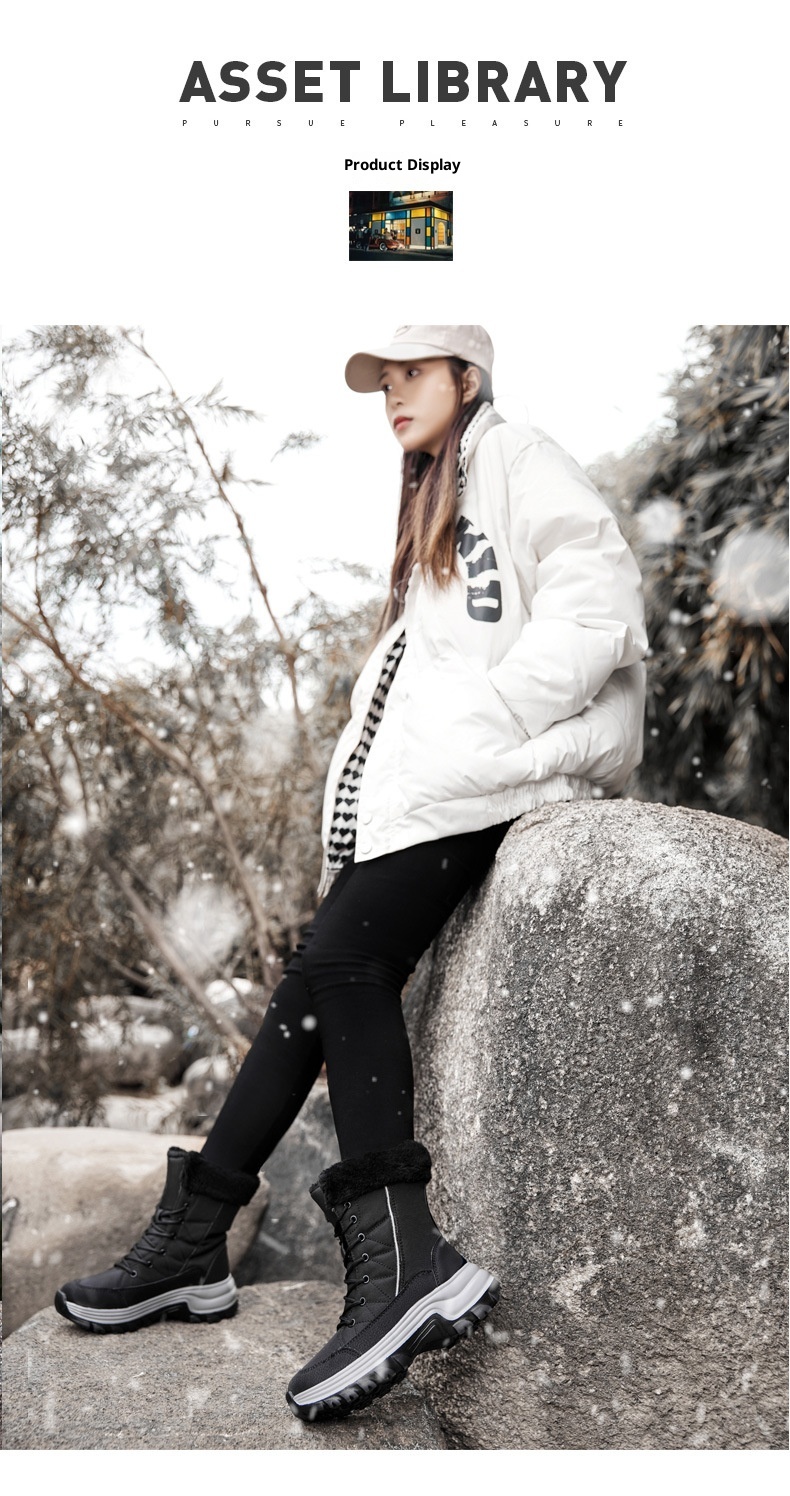 Zees Women's Boots With Fleece Lining, Thickened, Subzero Cold Resistant, Thick Sole, Waterproof, Non-Slip, Northeastern_voghion.com