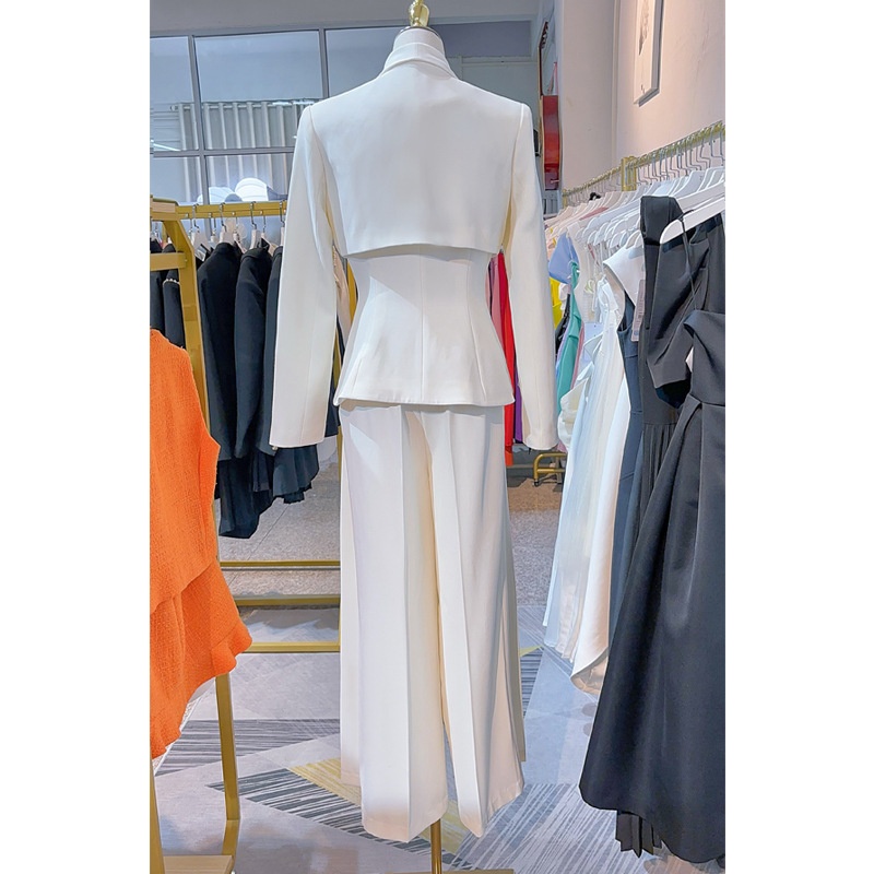 Ensemble tailleur élégant haut de gamme pour femme, pantalon droit, collection printemps-automne 2025, couleur abricot, deux pièces, style professionnel._voghion.com