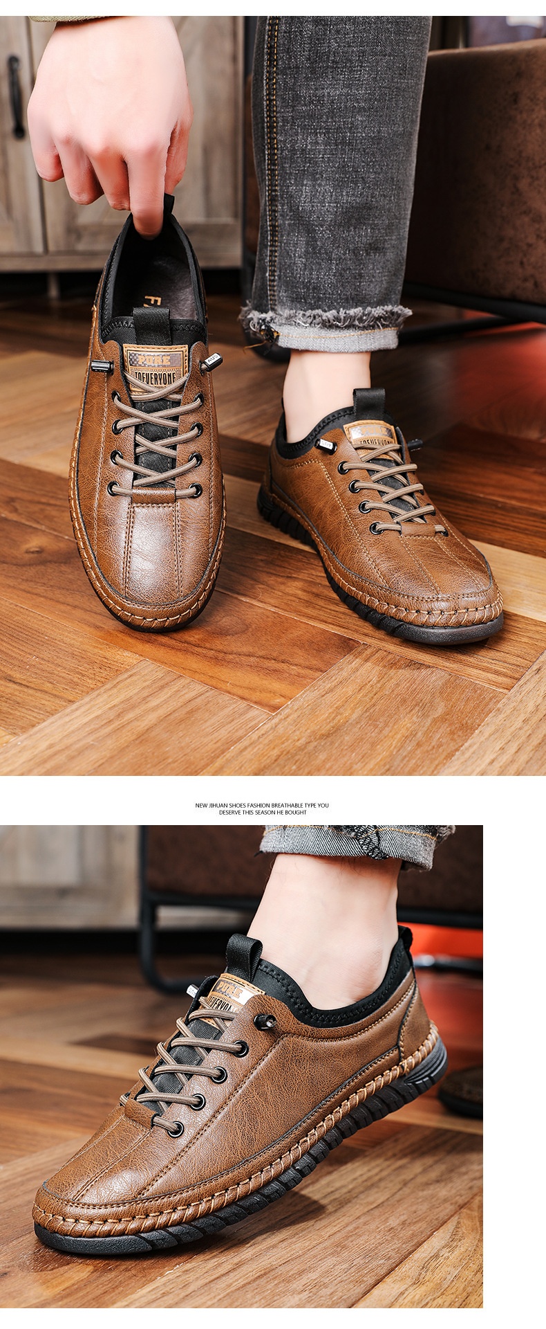 Voyage Voyage 2024 Spring And Autumn New Men's Casual Shoes Handmade Leather Soft Sole Slip-On Loafers 1102_voghion.com