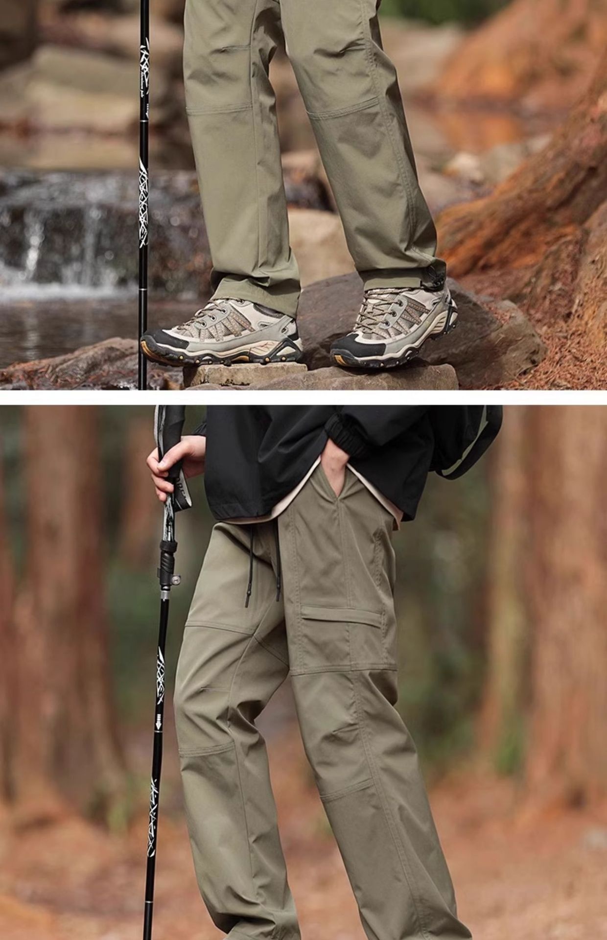 Pantalon cargo décontracté en polaire molletonnée HJCAMEL Outdoor Hiking pour homme, automne-hiver 2024_voghion.com