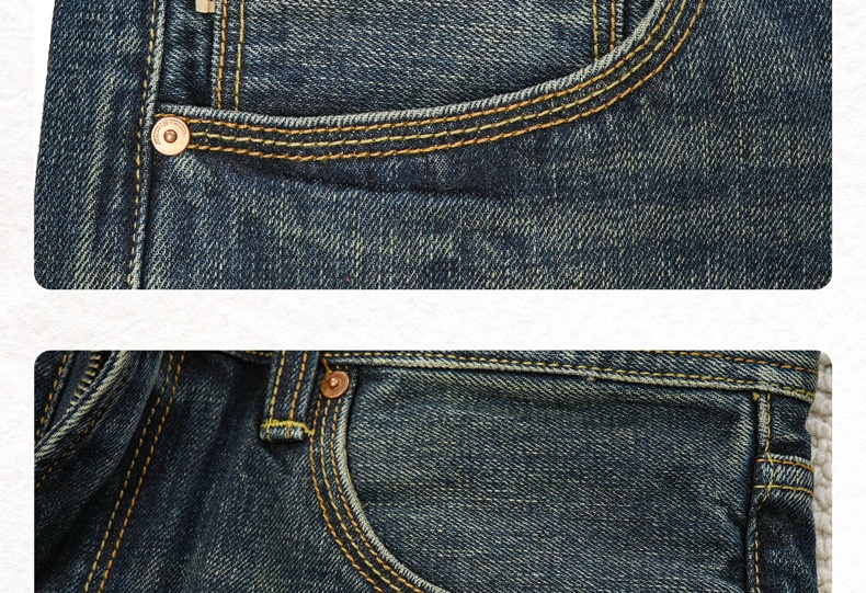 Jean homme Boy Red Ear Denim Automne Nouveau Haut de gamme Classique Standard Droite Épais 16OZ_voghion.com