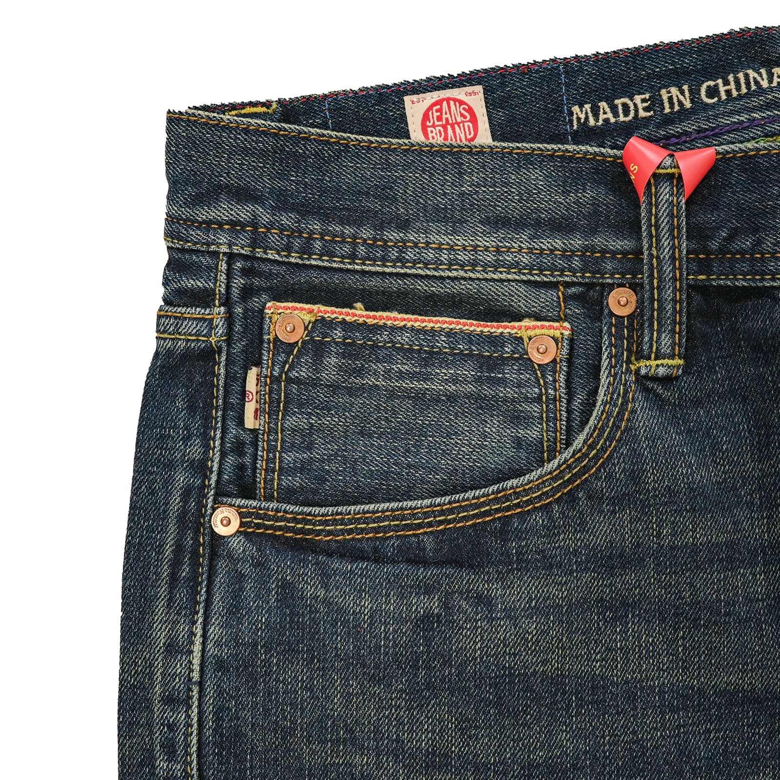 Jean homme Boy Red Ear Denim Automne Nouveau Haut de gamme Classique Standard Droite Épais 16OZ_voghion.com