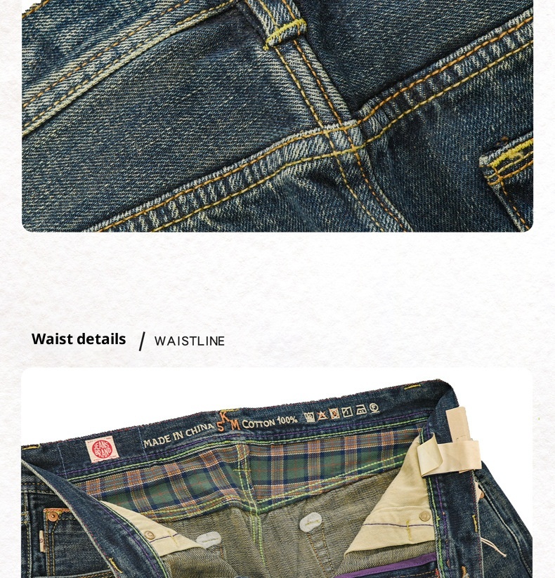 Jean homme Boy Red Ear Denim Automne Nouveau Haut de gamme Classique Standard Droite Épais 16OZ_voghion.com