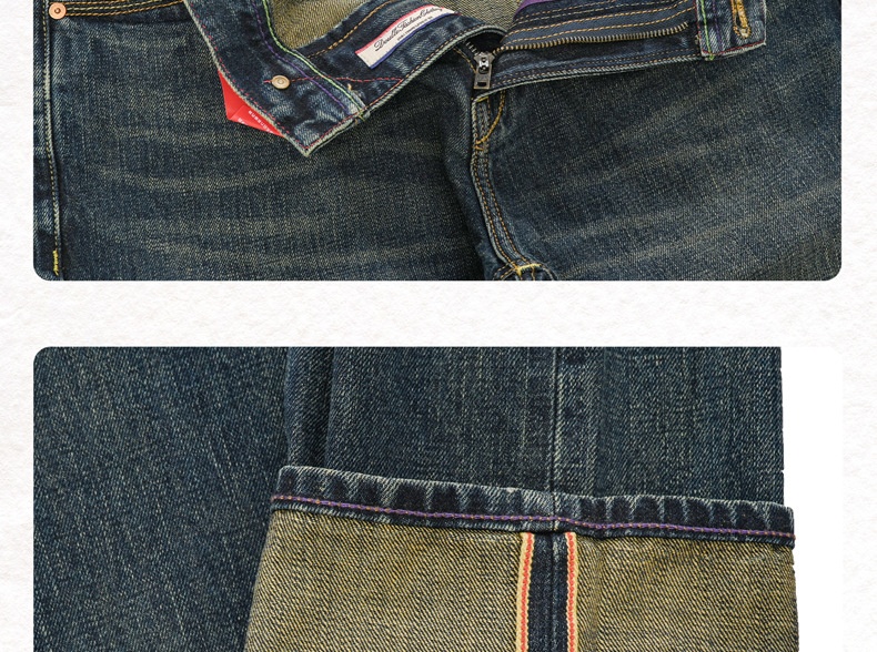 Jean homme Boy Red Ear Denim Automne Nouveau Haut de gamme Classique Standard Droite Épais 16OZ_voghion.com