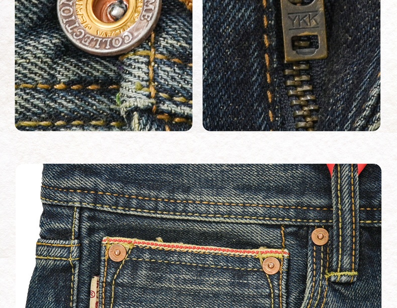 Jean homme Boy Red Ear Denim Automne Nouveau Haut de gamme Classique Standard Droite Épais 16OZ_voghion.com