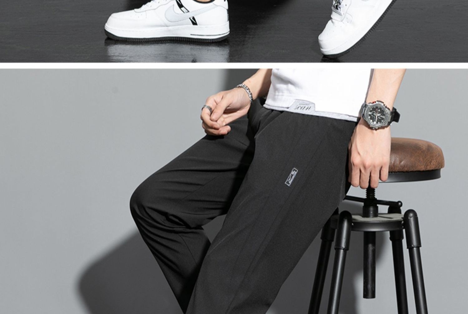 Pantaloni sportivi da uomo elasticizzati, casual, lunghi, larghi, sottili, in seta ghiacciata, dritti, ad asciugatura rapida e traspiranti_voghion.com