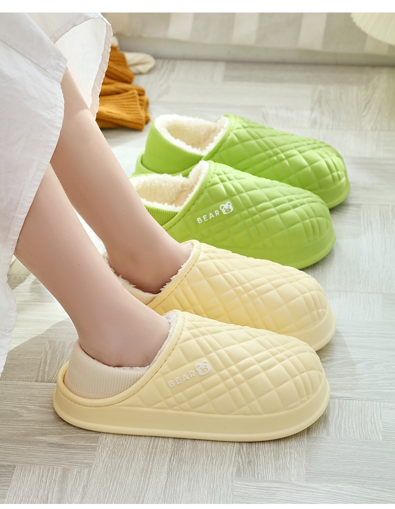 Zees New EVA Waterproof Cotton Men, Autumn And Winter Indoor Home Fleece-Lined Warm Non-Slip Soft Cushioning Plush Slippers_voghion.com