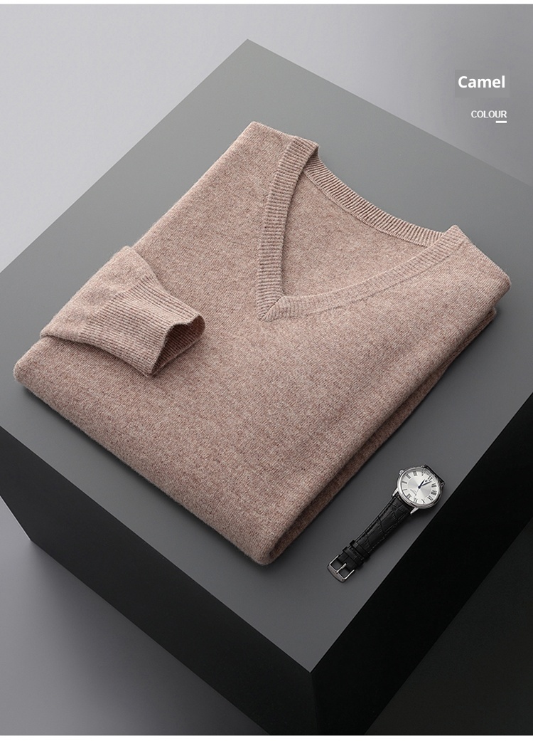 ragazzo ragazzo ragazzo autunno inverno nuovo 100% puro uomo scollo a V giovane maglia casual strato di base in lana maglione con scollo a cuore_voghion.com