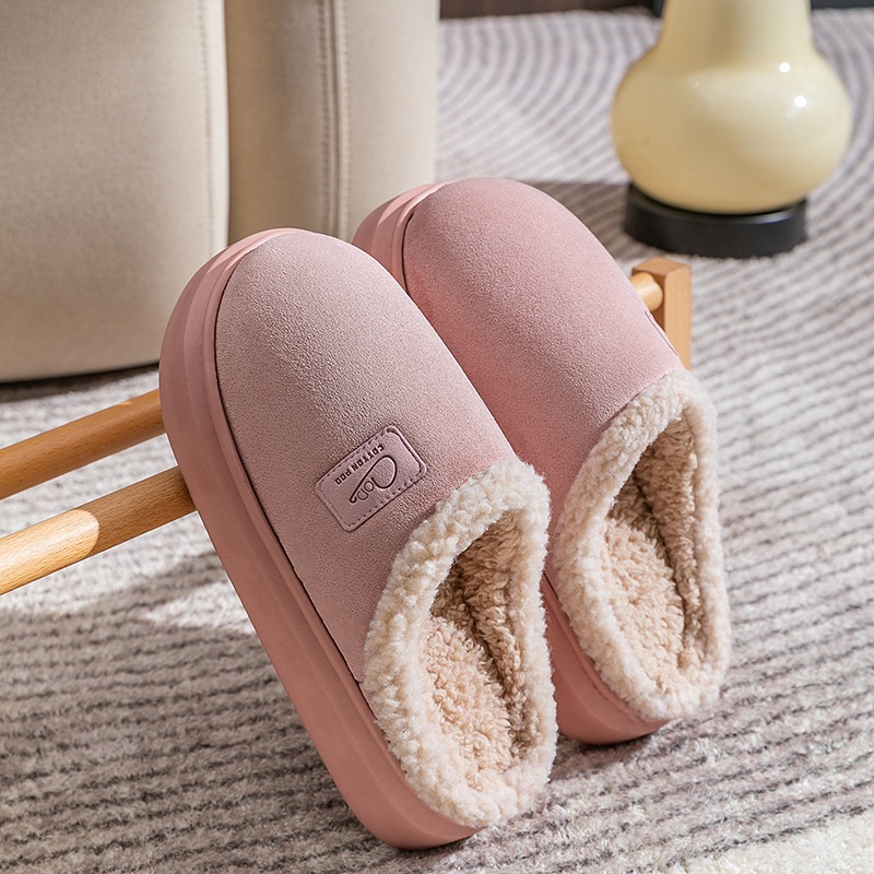 Zees New Cross-Border Foreign Trade Men Winter Fleece-Lined Warm Home Shoes Non-Slip Lamb Wool Cotton Slippers For Women_voghion.com