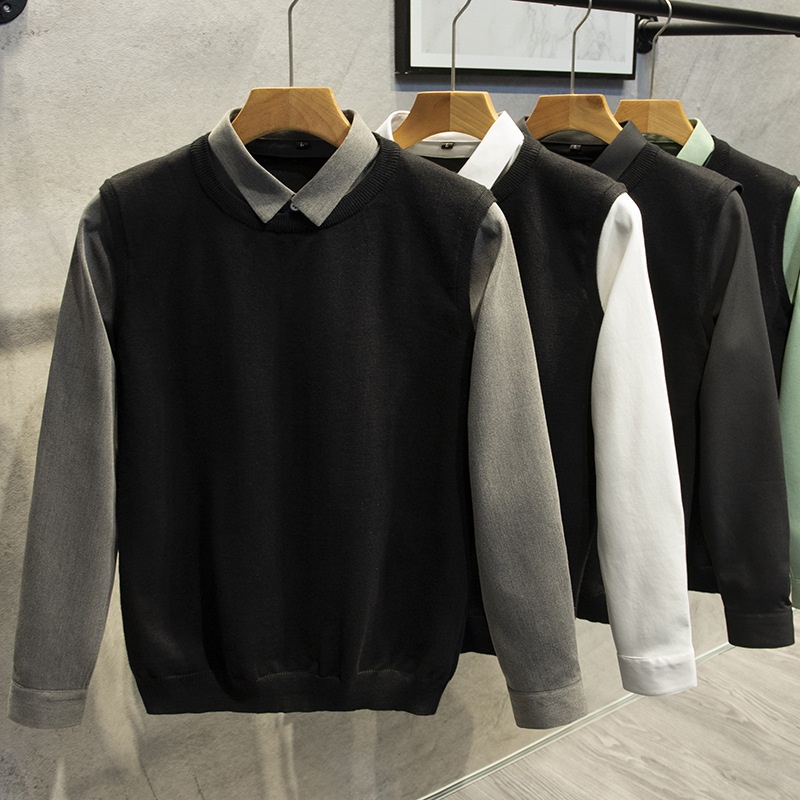 boy Boy Boy Boy Spring And Autumn Two-Piece Sweater Knitted Vest For Men Trendy 2025 New Fashion Casual Jacket Men's Clothing_voghion.com