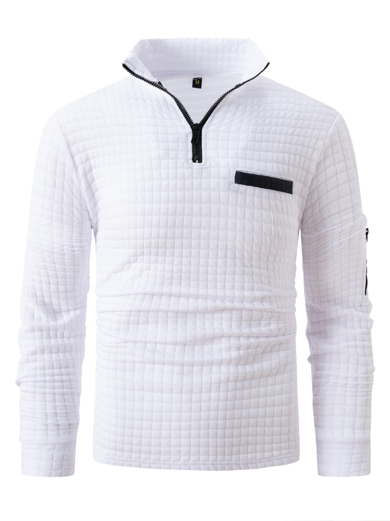 Polo de sport à carreaux pour homme, style cross-frontière, printemps et automne, avec fermeture éclair aux manches_voghion.com