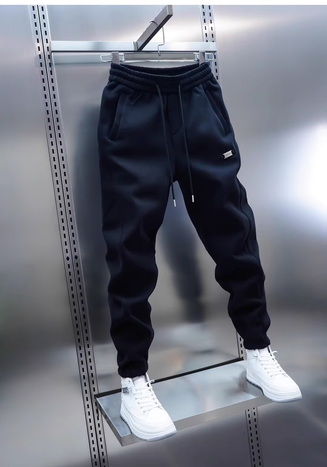 Pantalon de jogging décontracté et tendance pour homme, couleur unie, style printemps, élastique et polyvalent, noir_voghion.com