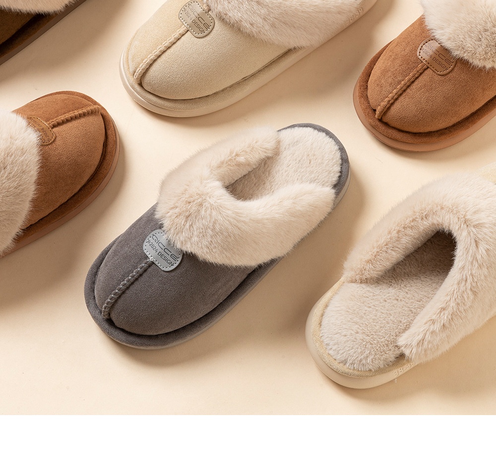 Zees Qingchen 2025 Winter New Fleece Floor Mop For Women, Plush Warm Indoor Thick Sole Non-Slip Cotton Slippers_voghion.com
