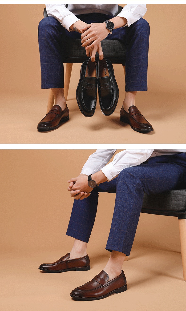 Voyage Voyage Summer Business Casual Thick-Soled Loafers Genuine Leather Slip-On Shoes Men's Top Layer Cowhide_voghion.com