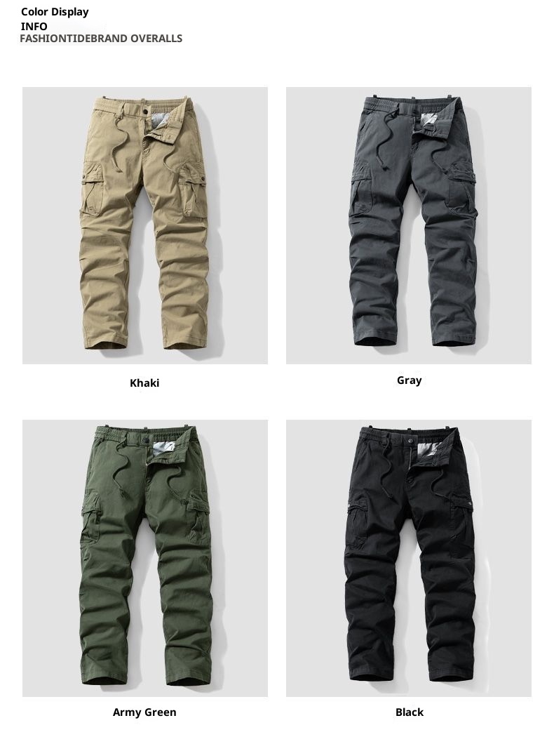 boy New Retro Cargo For Men Multi-Pocket Loose Straight Men's Casual High-End Export Sports Pants_voghion.com