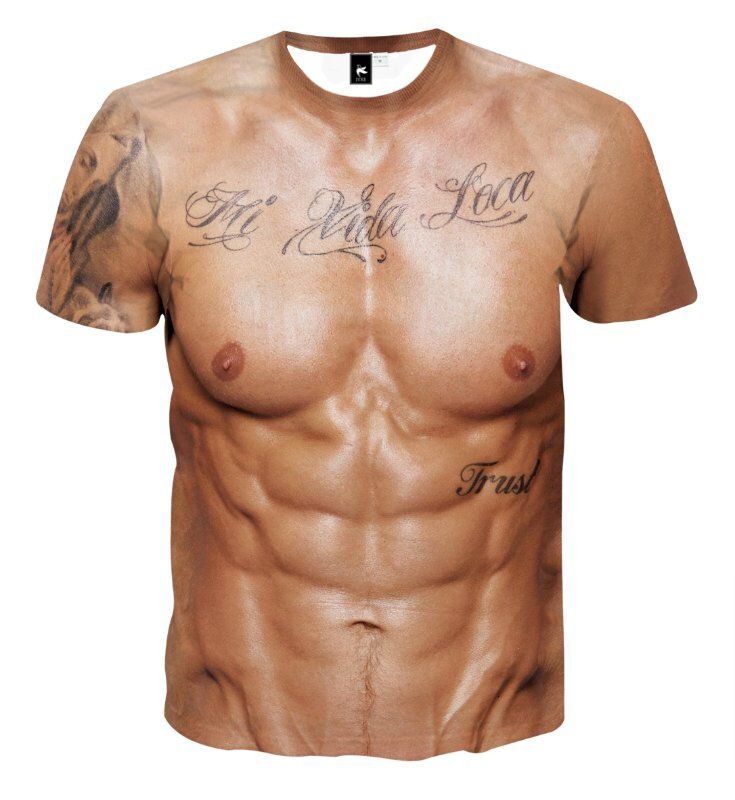 QFV507045555501<2 Nuova esclusiva transfrontaliera stampa digitale 3D tridimensionale maglietta muscolare da uomo manica corta fitness elastica_voghion.com
