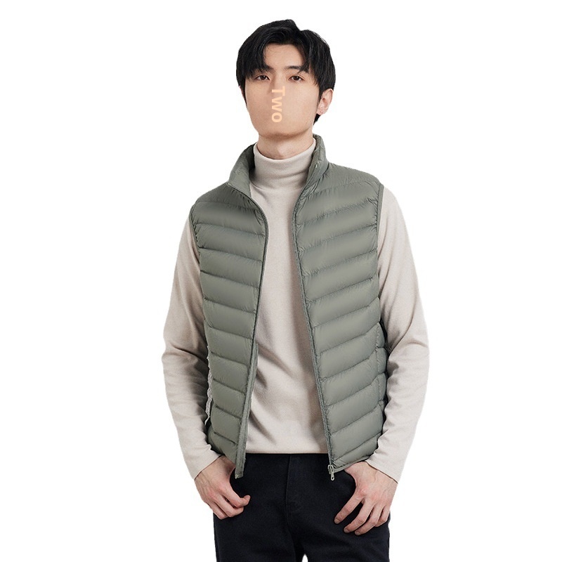ragazzo 2025 autunno inverno nuova versione coreana leggero gilet con colletto rialzato giacca da uomo taglia forte 90 piumino d'anatra bianco Pinghu_voghion.com