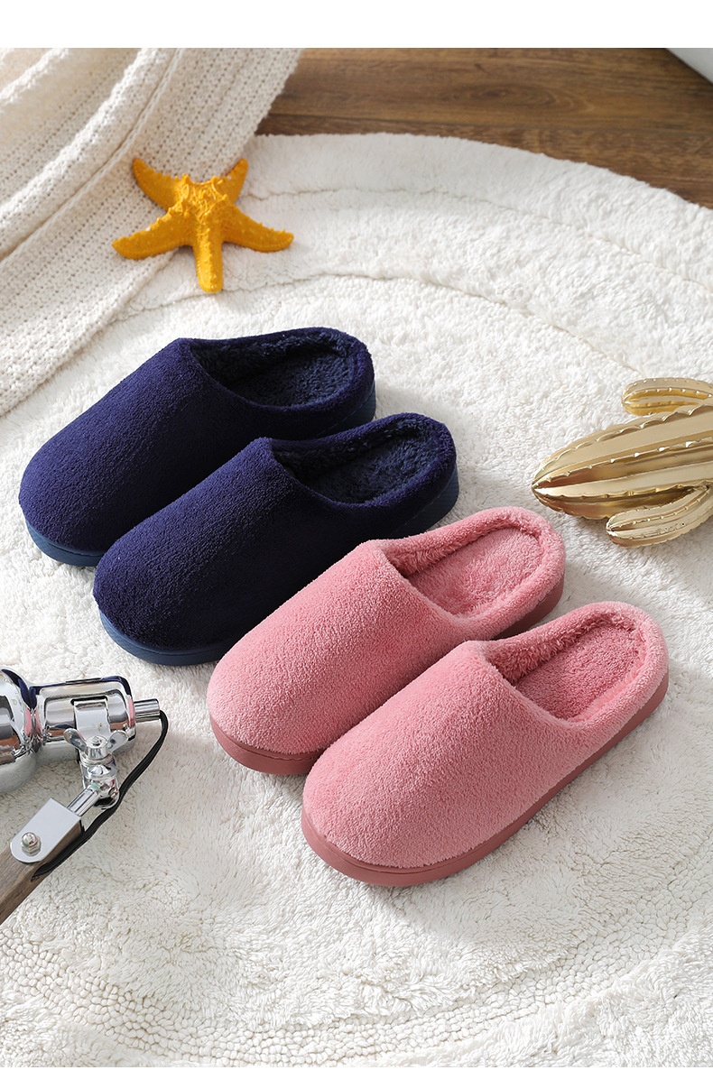 Zees Autumn Winter Women's Cotton Couple Cartoon Home Thick Sole Korean Style Warm Maternity Shoes Non-Slip Men's Wool_voghion.com