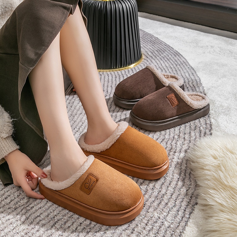 Zees New Cross-Border Foreign Trade Men Winter Fleece-Lined Warm Home Shoes Non-Slip Lamb Wool Cotton Slippers For Women_voghion.com