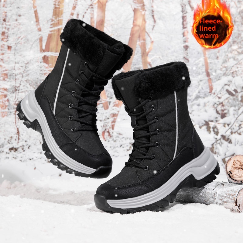 Zees Women's Boots With Fleece Lining, Thickened, Subzero Cold Resistant, Thick Sole, Waterproof, Non-Slip, Northeastern_voghion.com