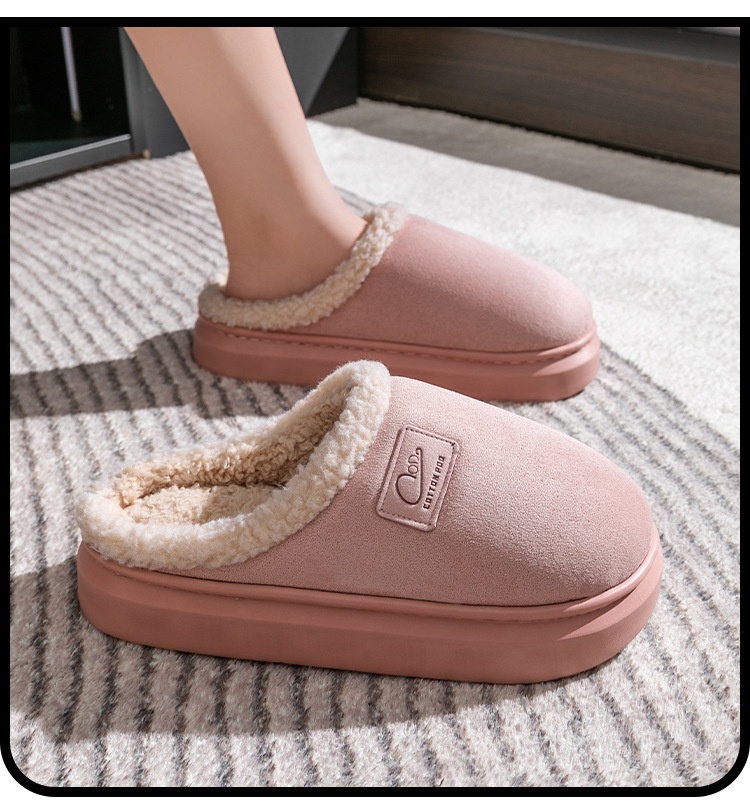 Zees New Cross-Border Foreign Trade Men Winter Fleece-Lined Warm Home Shoes Non-Slip Lamb Wool Cotton Slippers For Women_voghion.com