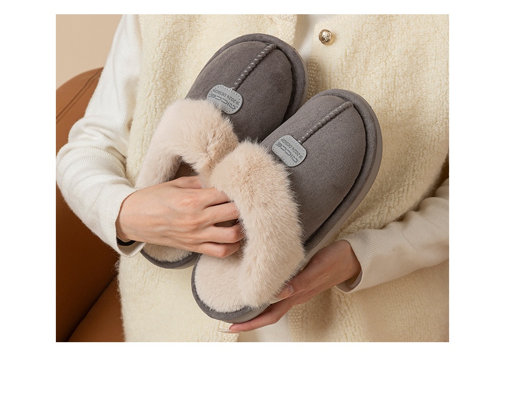 Zees Qingchen 2025 Winter New Fleece Floor Mop For Women, Plush Warm Indoor Thick Sole Non-Slip Cotton Slippers_voghion.com