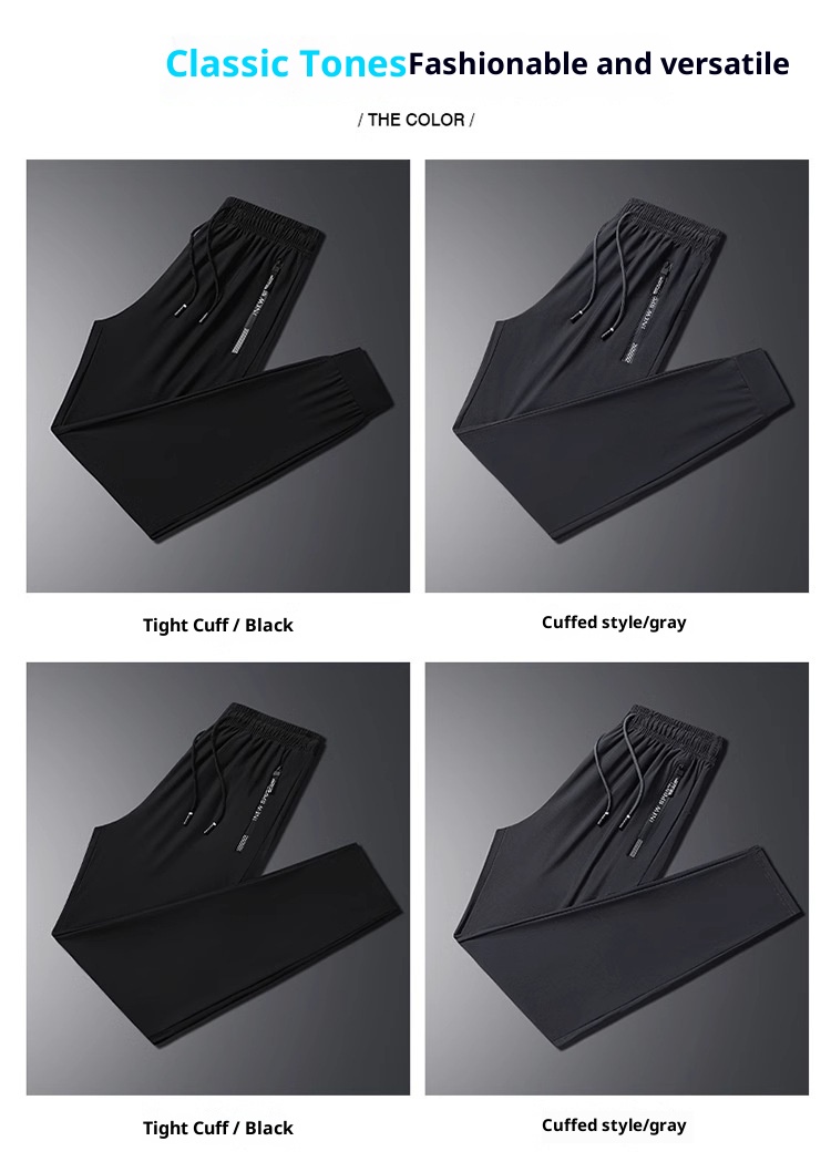 boy Ice Silk Men's Long Loose Large Size Straight Quick-Dry Elastic Running Casual Sports Pants Versatile_voghion.com