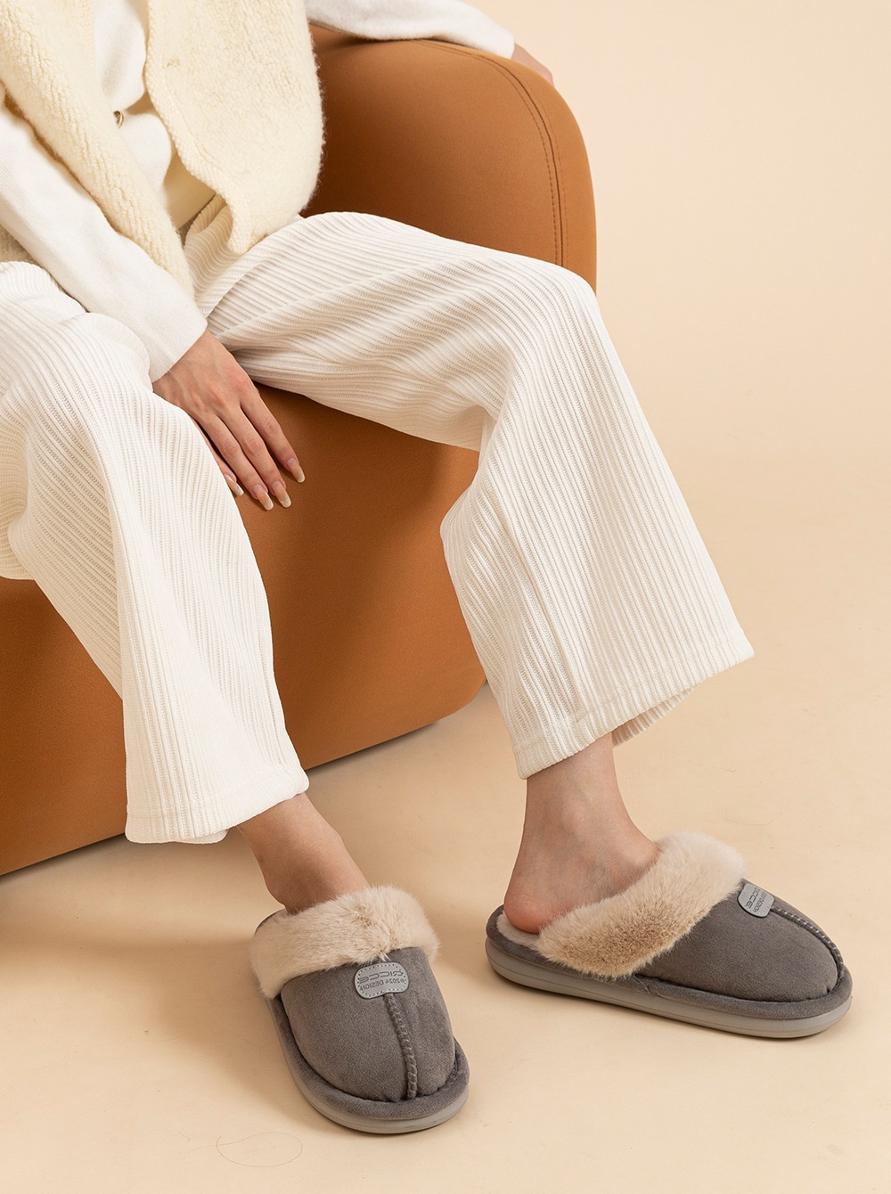 Zees Qingchen 2025 Winter New Fleece Floor Mop For Women, Plush Warm Indoor Thick Sole Non-Slip Cotton Slippers_voghion.com