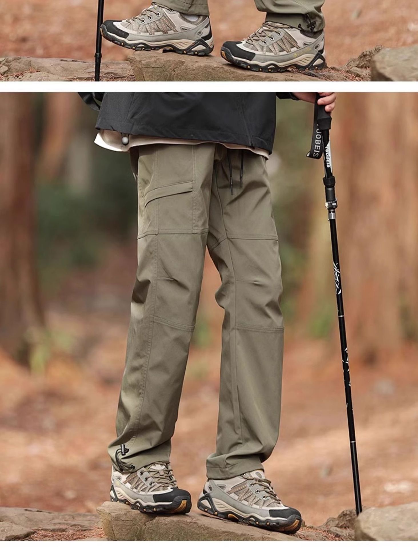 Pantalon cargo décontracté en polaire molletonnée HJCAMEL Outdoor Hiking pour homme, automne-hiver 2024_voghion.com