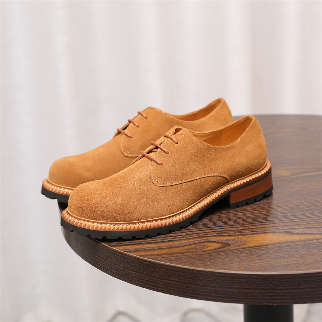 Voyage 2025 New Men's Low-top Derby Casual Large Leather Suede Comfortable Breathable Cowhide Single Shoes For Men_voghion.com