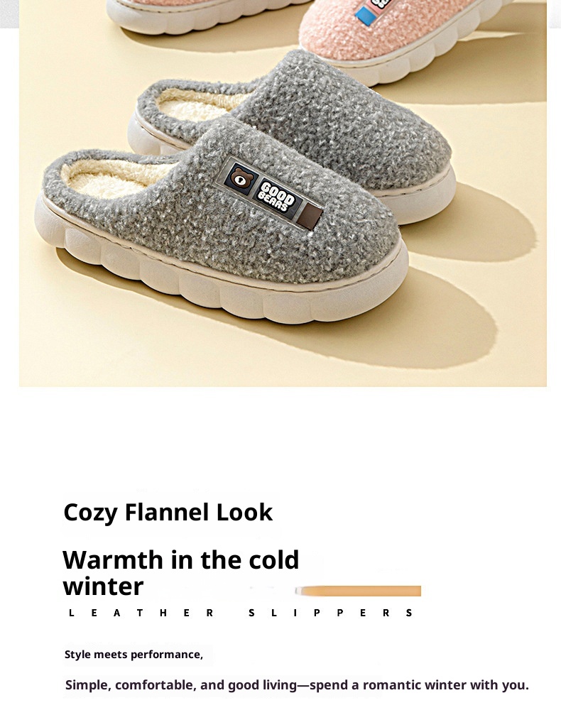 Zees Women's With Fleece Lining, Thickened For Home Use, Autumn And Winter Indoor Warmth, Thick Sole, Non-Slip, Closed Heel,_voghion.com