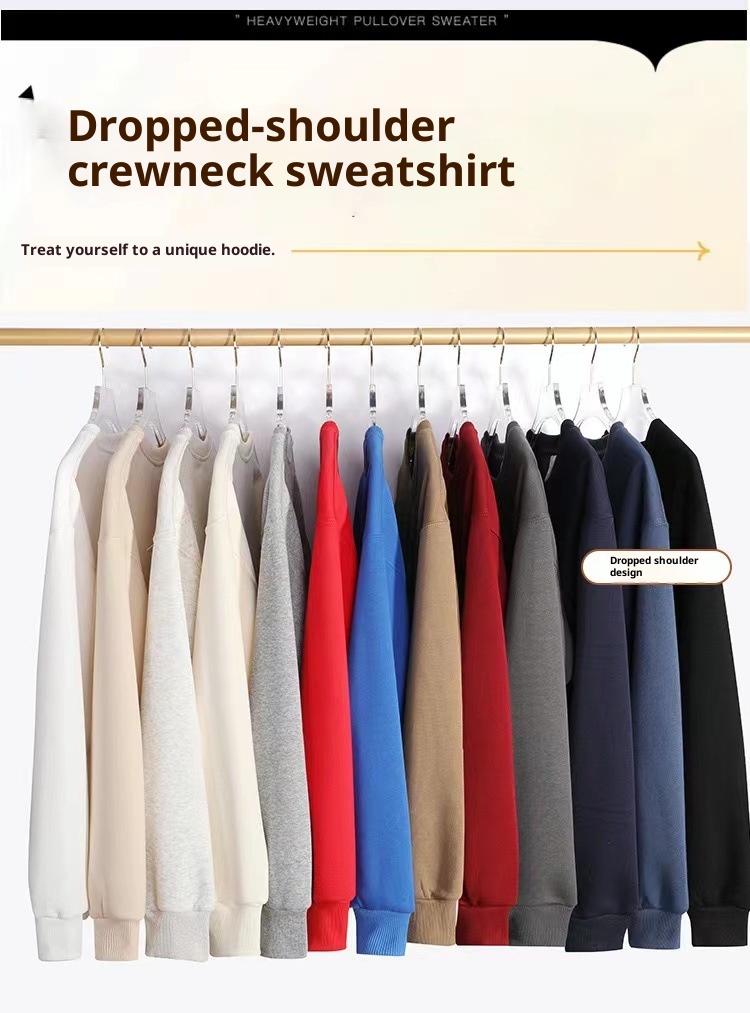 Sweat-shirt d'hiver en polaire épaisse pour homme, couleur unie, chaud, col rond, grandes tailles, coupe ample, impression personnalisée_voghion.com