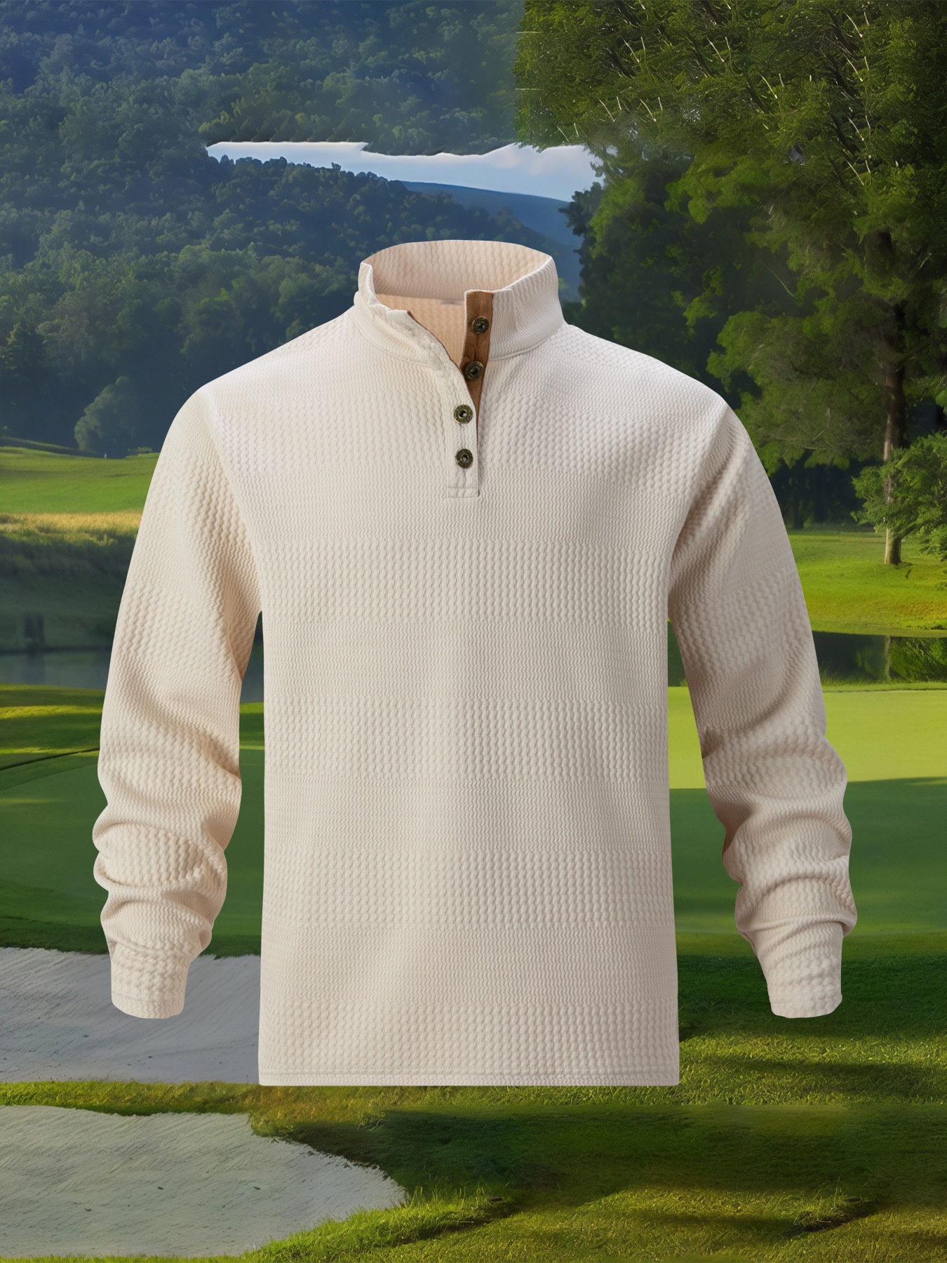 Polo décontracté à manches longues et col montant pour homme, collection printemps-automne 2025. Taille européenne._voghion.com