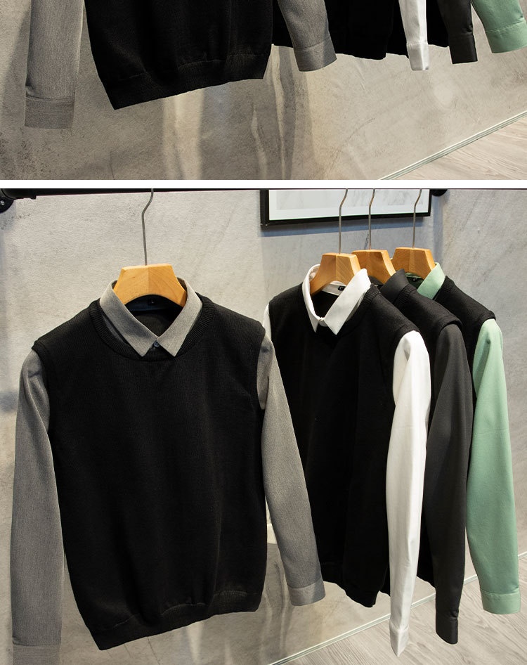 boy Boy Boy Boy Spring And Autumn Two-Piece Sweater Knitted Vest For Men Trendy 2025 New Fashion Casual Jacket Men's Clothing_voghion.com